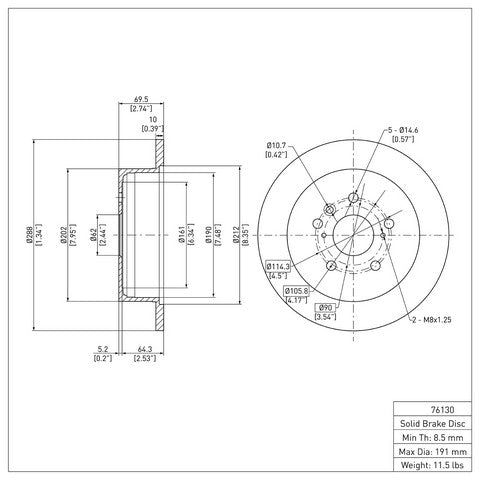 Disc Brake Rotor Dynamic Friction 604-76130