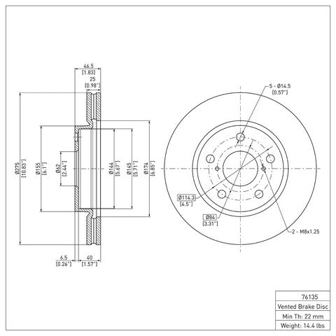 Disc Brake Rotor Dynamic Friction 604-76135