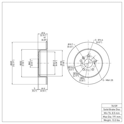 Disc Brake Rotor Dynamic Friction 604-76139