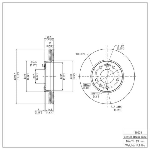Disc Brake Rotor Dynamic Friction 604-80038