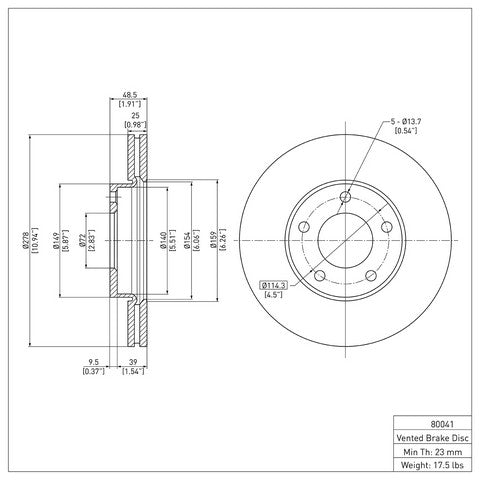 Disc Brake Rotor Dynamic Friction 604-80041