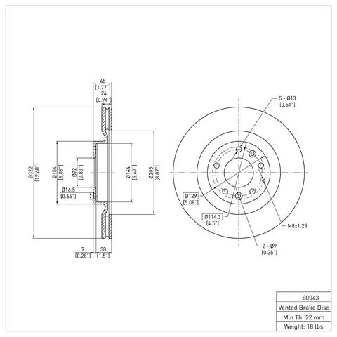 Disc Brake Rotor Dynamic Friction 604-80043