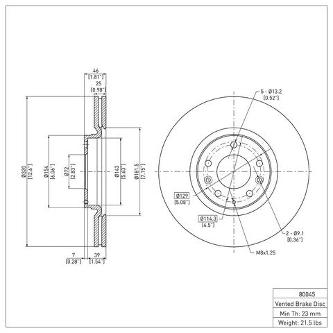 Disc Brake Rotor Dynamic Friction 604-80045