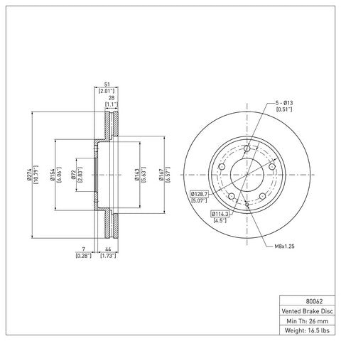 Disc Brake Rotor Dynamic Friction 604-80062