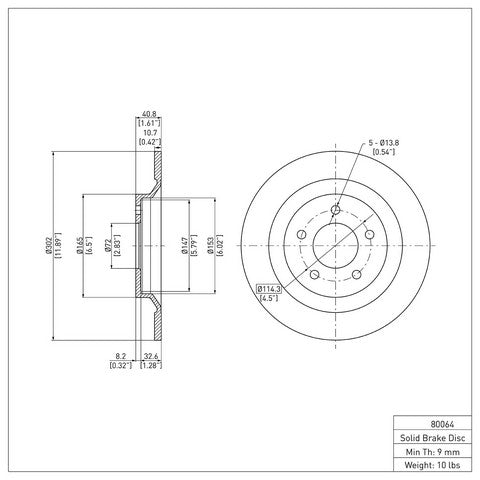Disc Brake Rotor Dynamic Friction 604-80064