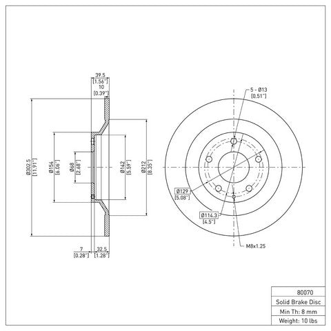 Disc Brake Rotor Dynamic Friction 604-80070