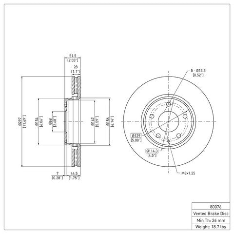 Disc Brake Rotor Dynamic Friction 604-80076