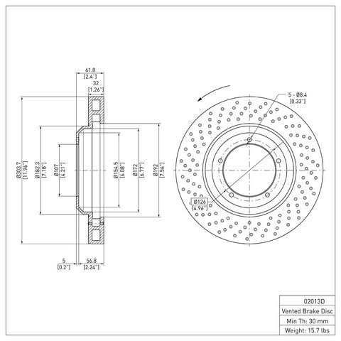Disc Brake Rotor Dynamic Friction 624-02013D