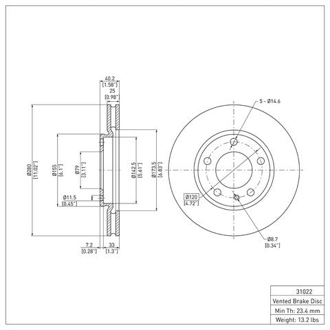 Disc Brake Rotor Dynamic Friction 900-31022