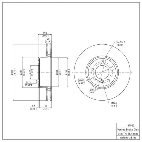 Disc Brake Rotor Dynamic Friction 900-31062