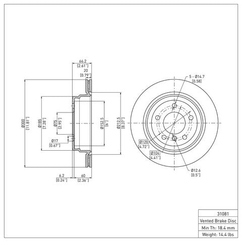 Disc Brake Rotor Dynamic Friction 900-31081