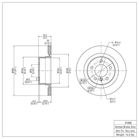 Disc Brake Rotor Dynamic Friction 900-31088