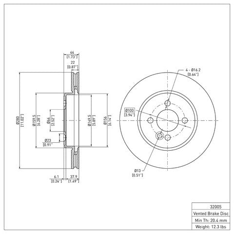 Disc Brake Rotor Dynamic Friction 900-32005