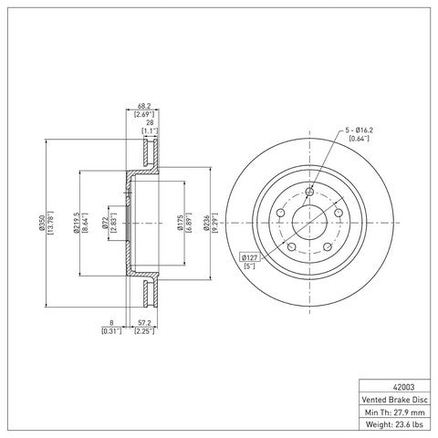 Disc Brake Rotor Dynamic Friction 900-42003