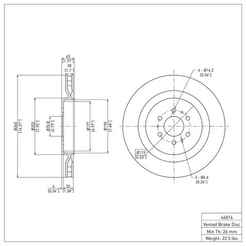Disc Brake Rotor Dynamic Friction 900-46016