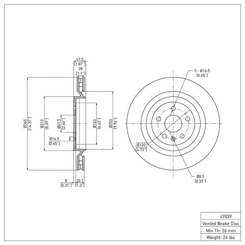 Disc Brake Rotor Dynamic Friction 900-47039