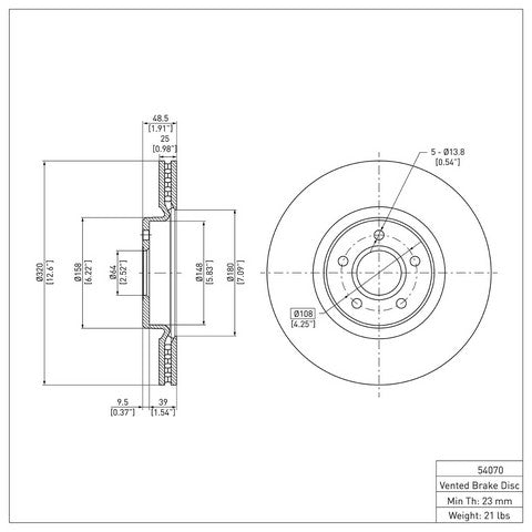 Disc Brake Rotor Dynamic Friction 900-54070