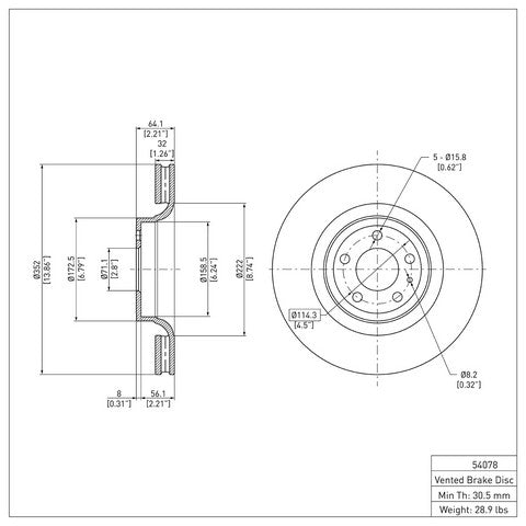 Disc Brake Rotor Dynamic Friction 900-54078