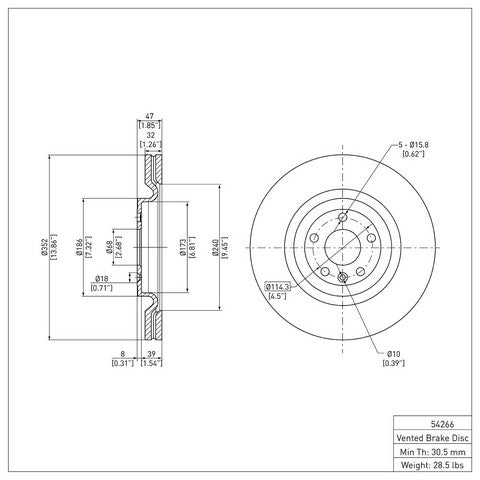 Disc Brake Rotor Dynamic Friction 900-54266