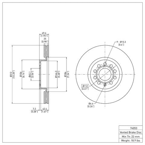 Disc Brake Rotor Dynamic Friction 900-74053