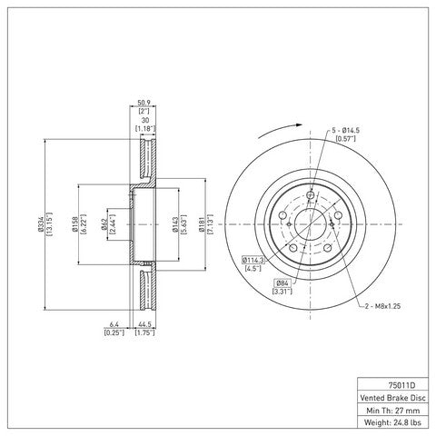 Disc Brake Rotor Dynamic Friction 900-75011D