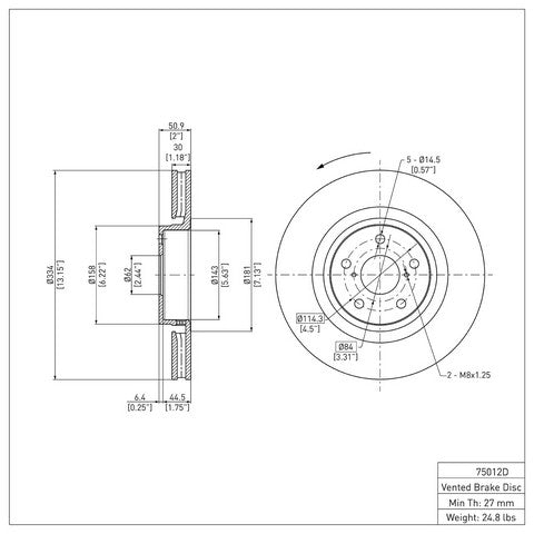 Disc Brake Rotor Dynamic Friction 900-75012D