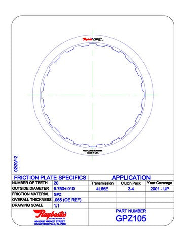 Friction Plates Raybestos Powertrain GPZ105