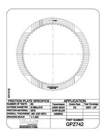 Friction Plates Raybestos Powertrain GPZ742