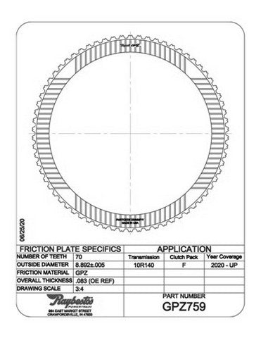 Friction Plates Raybestos Powertrain GPZ759