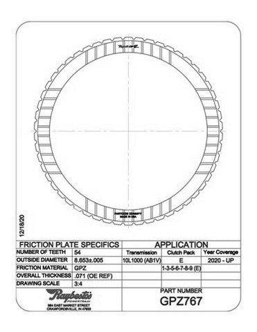 Friction Plates Raybestos Powertrain GPZ767