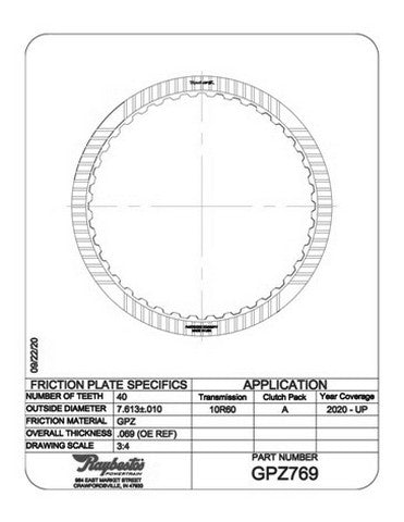 Friction Plates Raybestos Powertrain GPZ769