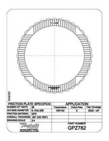 Friction Plates Raybestos Powertrain GPZ782