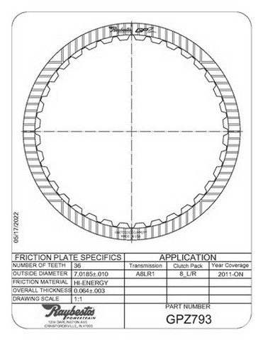 Friction Plates Raybestos Powertrain GPZ793
