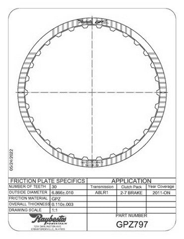 Friction Plates Raybestos Powertrain GPZ797