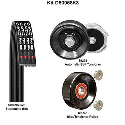 Serpentine Belt Drive Component Kit Dayco D60968K3