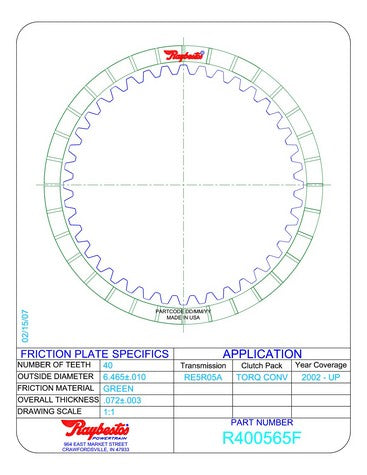 Friction Plates Raybestos Powertrain R400565F