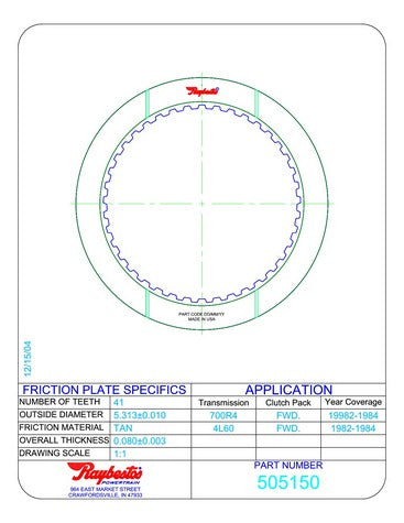 Friction Plates Raybestos Powertrain R505150