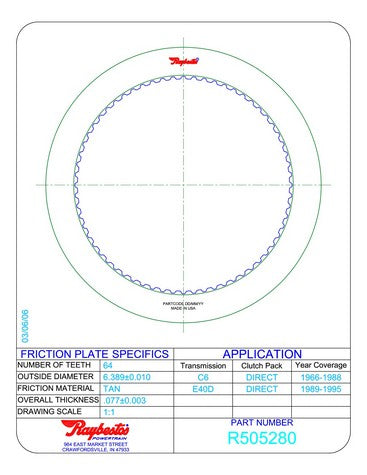 Friction Plates Raybestos Powertrain R505280