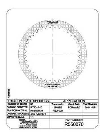 Friction Plates Raybestos Powertrain R550070