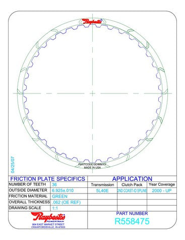 Friction Plates Raybestos Powertrain R558475