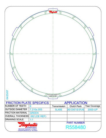 Friction Plates Raybestos Powertrain R558480