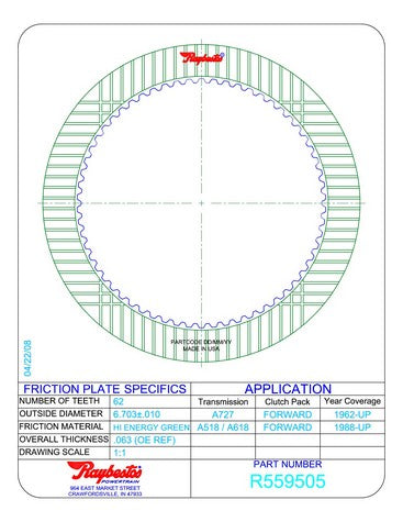 Friction Plates Raybestos Powertrain R559505