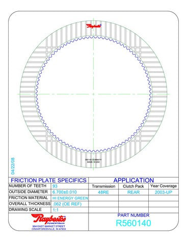 Friction Plates Raybestos Powertrain R560140