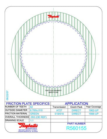 Friction Plates Raybestos Powertrain R560155