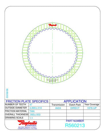 Friction Plates Raybestos Powertrain R560213