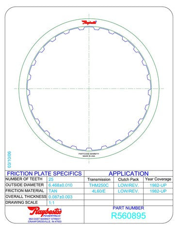 Friction Plates Raybestos Powertrain R560895
