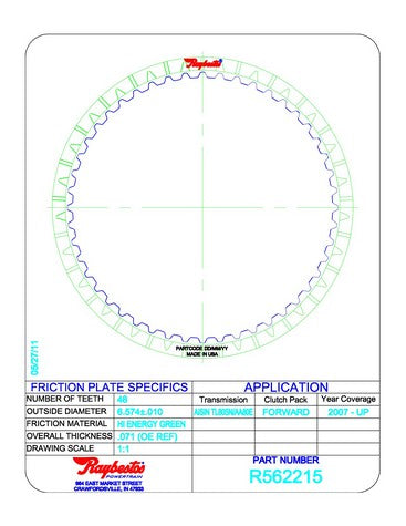 Friction Plates Raybestos Powertrain R562215