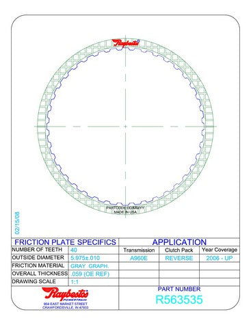 Friction Plates Raybestos Powertrain R563535