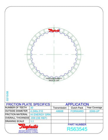 Friction Plates Raybestos Powertrain R563545