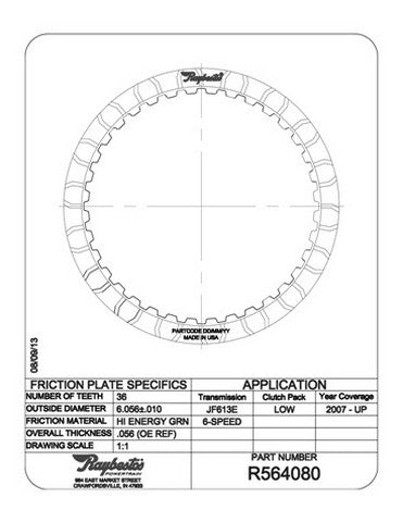 Friction Plates Raybestos Powertrain R564080